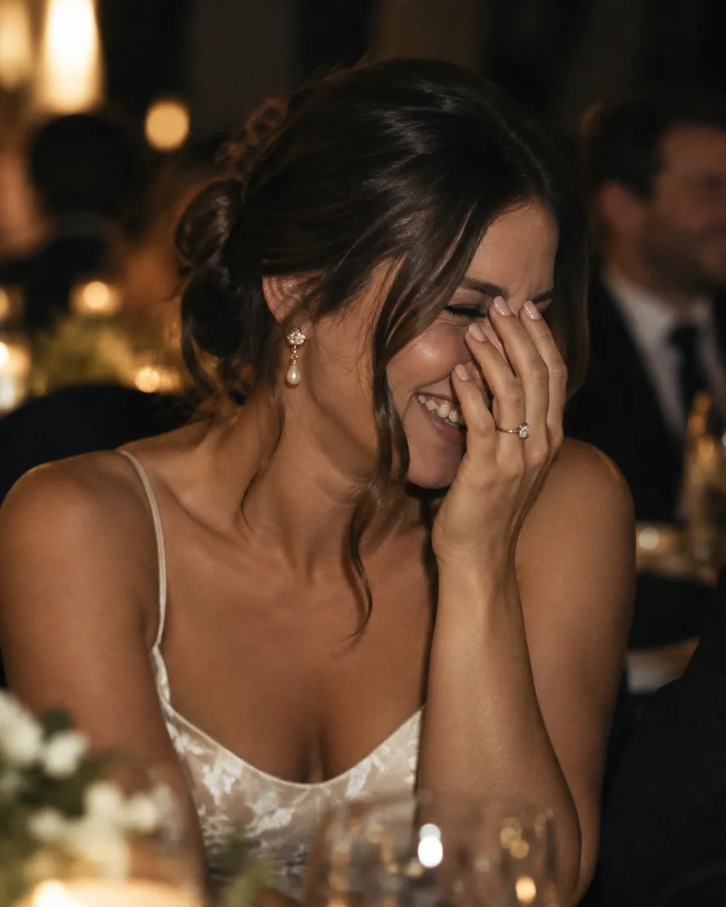 Wedding guest overcome with emotion